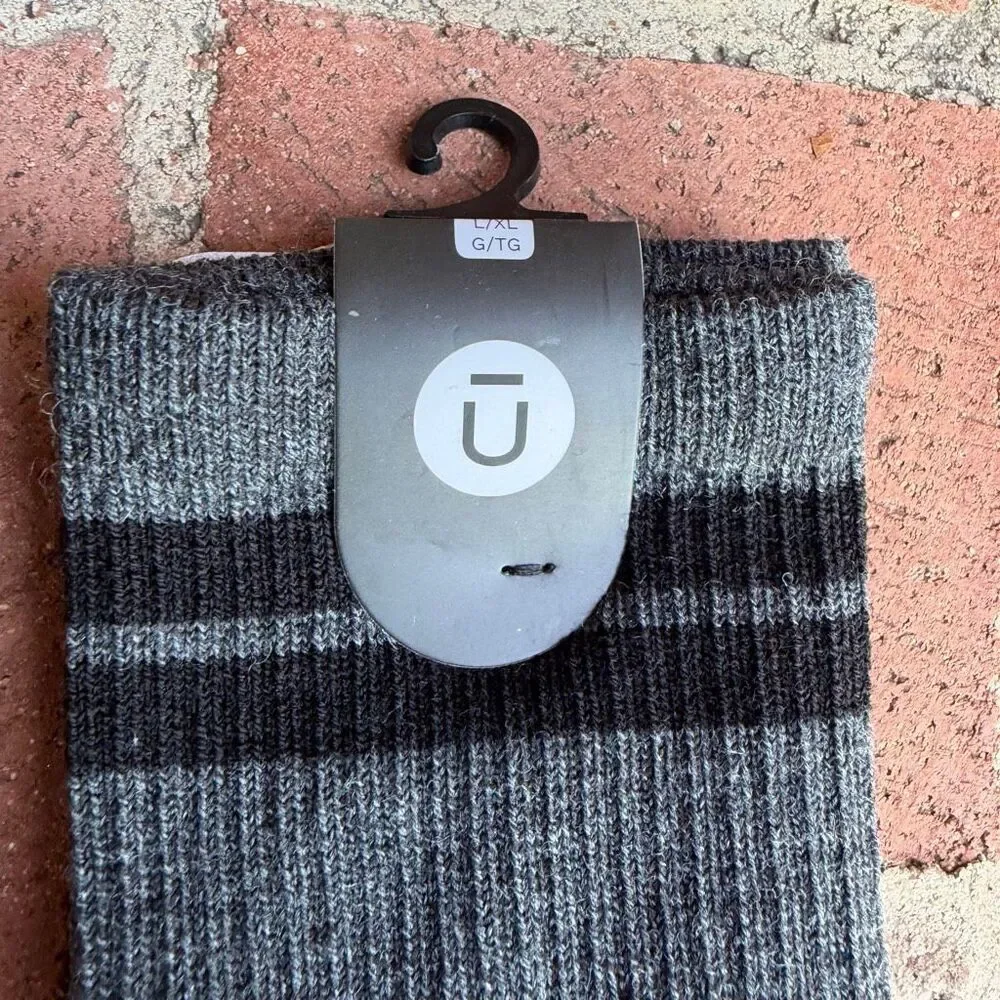 Outway Unisex Everyday Merino Wool Midweight Crew Socks Smoke Black L/XL NWT